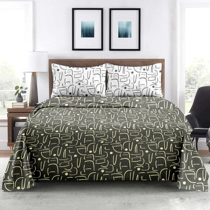 Motif Magic Fitted Queen Size Double Bed sheet With Mix Match  2 x Pillow Covers