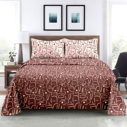 Motif Magic Fitted Queen Size Double Bed sheet With Mix Match  2 x Pillow Covers