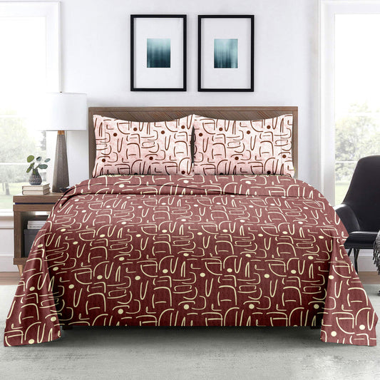 Motif Magic Fitted Queen Size Double Bed sheet With Mix Match  2 x Pillow Covers
