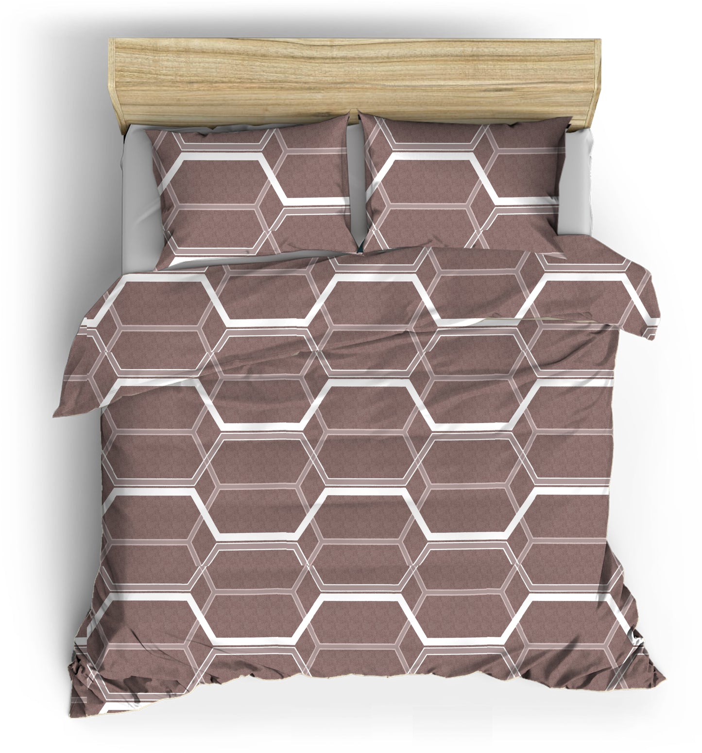 High Quality Symmetrical Geometric California King Size Bed sheet and 2 x Pillow Covers
