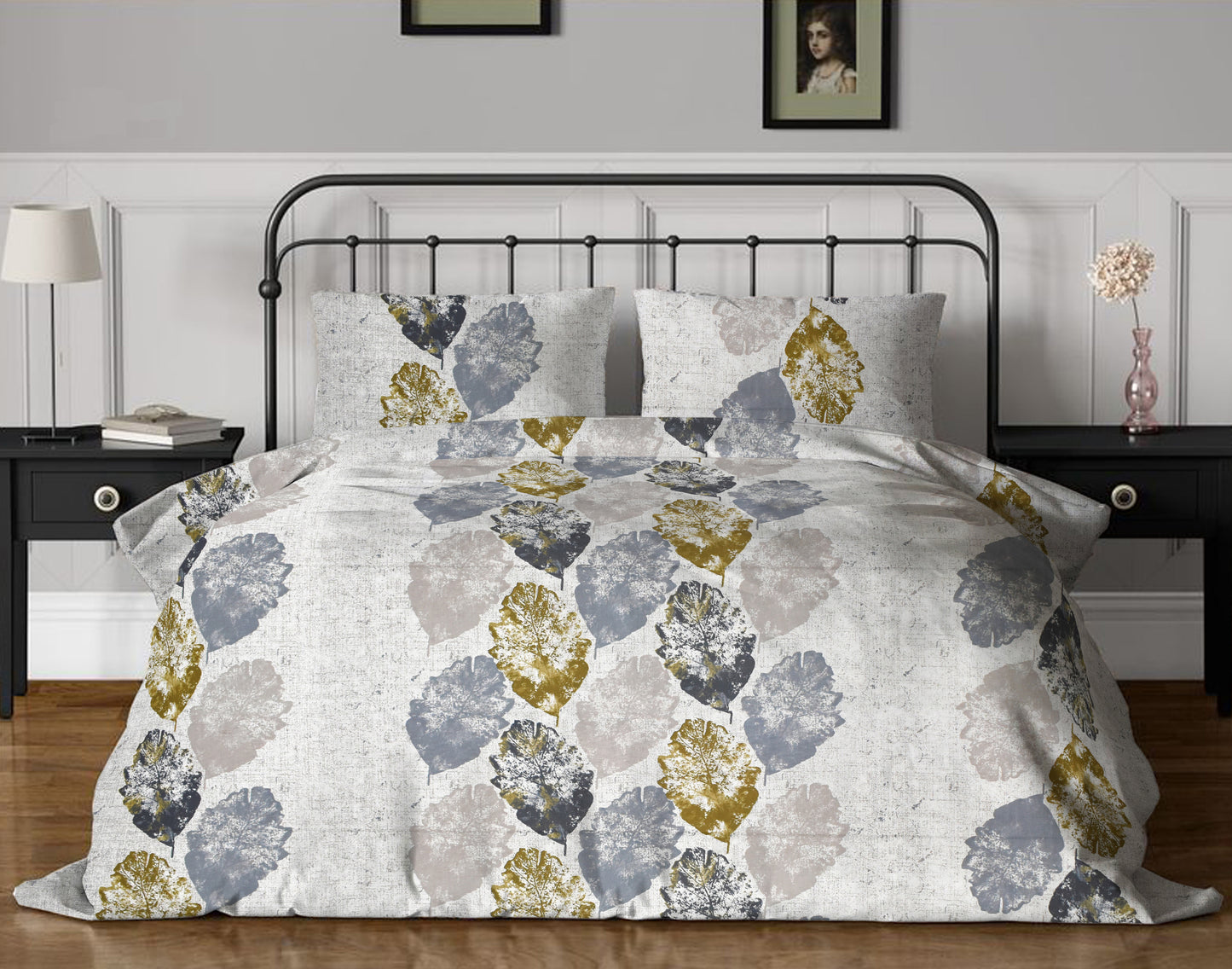 Big Leaf Designer California King Size Bed sheet and 2 x Pillow covers