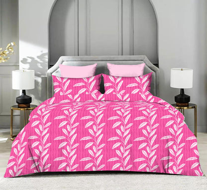 Symmetric Leaves Pattern Double Size Queen Bed sheet & 2 x pillow covers