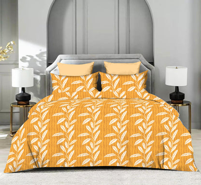 Symmetric Leaves Pattern Double Size Queen Bed sheet & 2 x pillow covers
