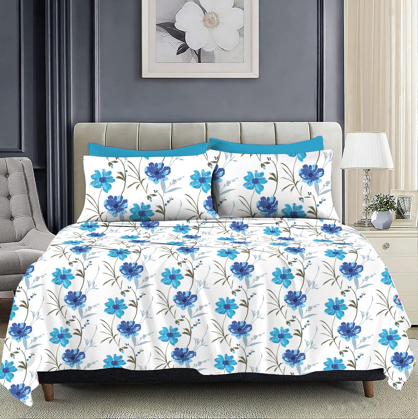 Floral Frenzy Deluxe Super King Bed sheet and 2 x Pillow cover