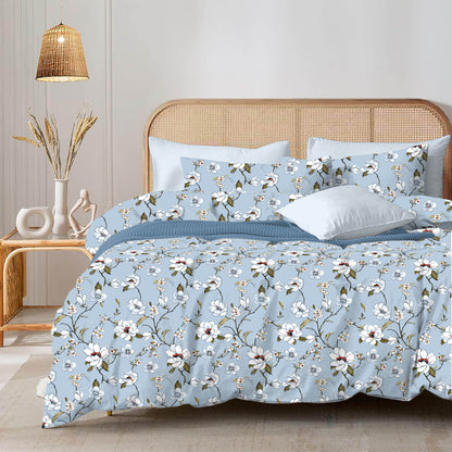 Botanical Allover California King Size Bed sheet and 2 x Pillow covers