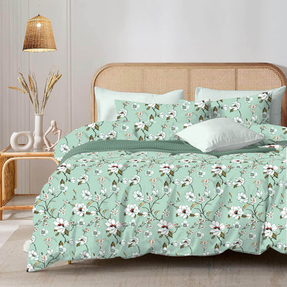 Botanical Allover California King Size Bed sheet and 2 x Pillow covers