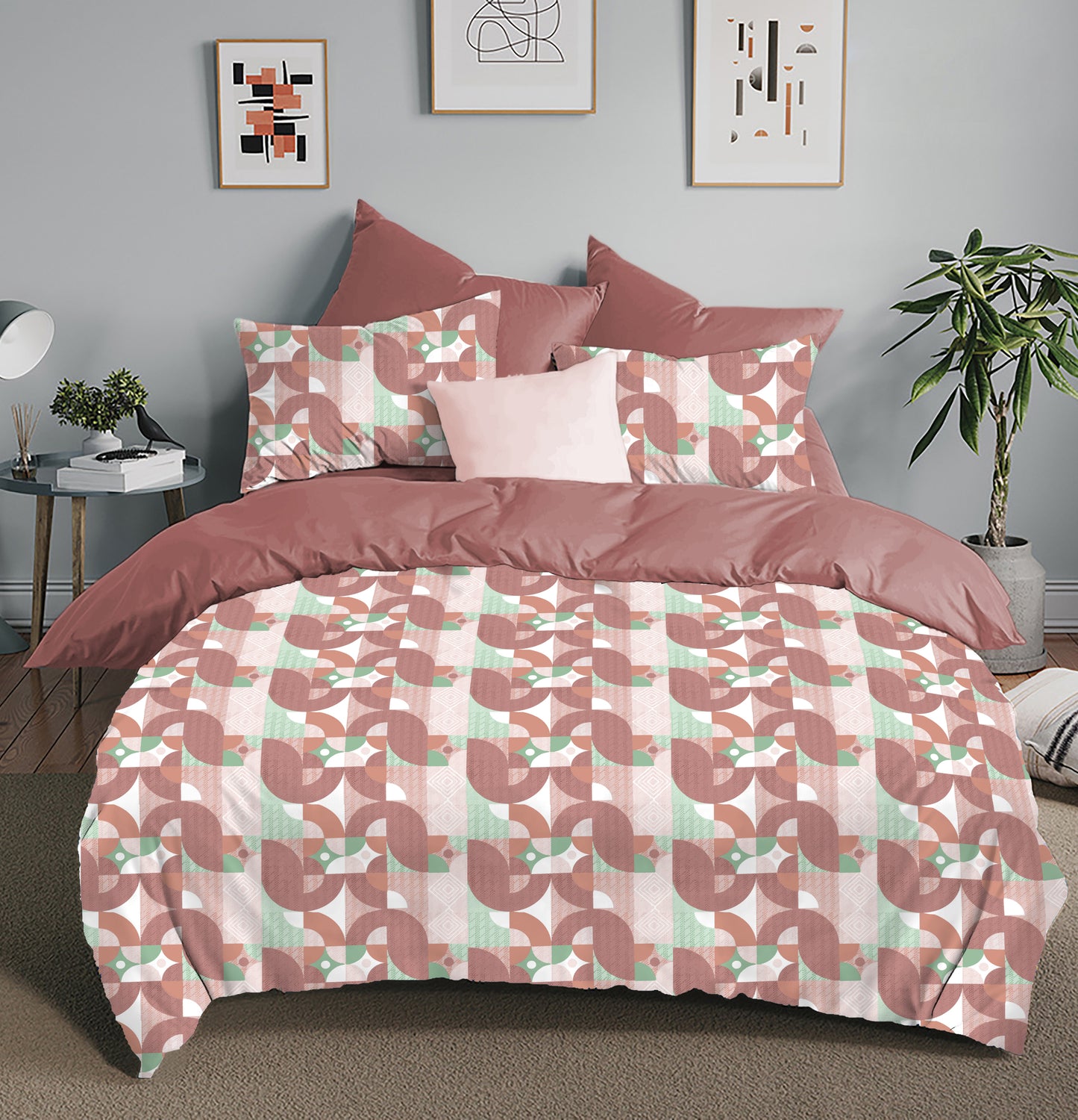 Abstract Pattern Double Size Queen Bed sheet and 2 x Pillow covers