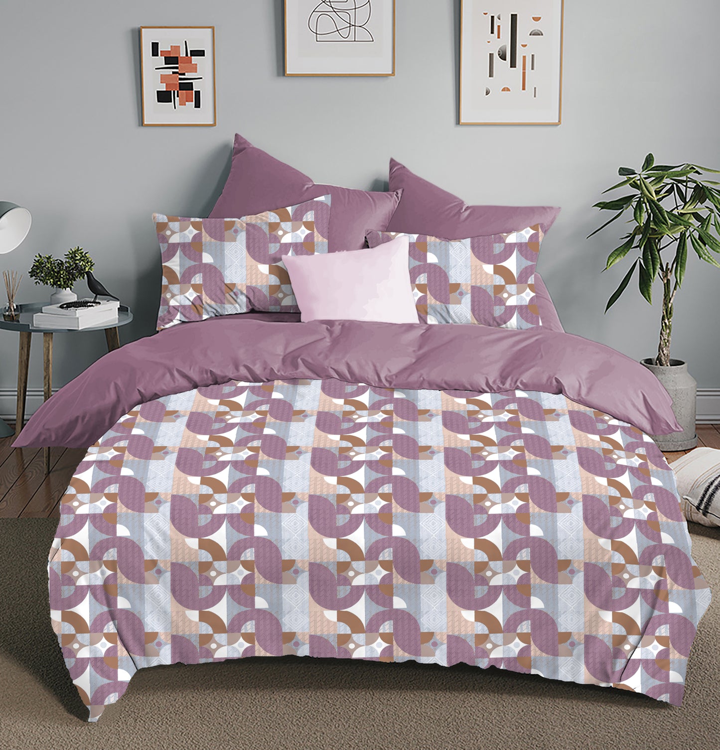 Abstract Pattern Double Size Queen Bed sheet and 2 x Pillow covers