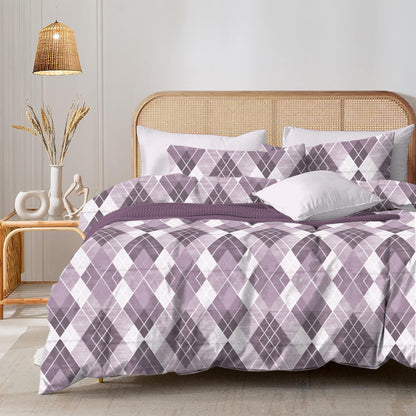 Rhombus Shaped Design Doube Size Queen Bed sheet and 2 x Pillow covers