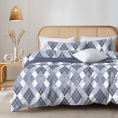 Rhombus Shaped Design Doube Size Queen Bed sheet and 2 x Pillow covers