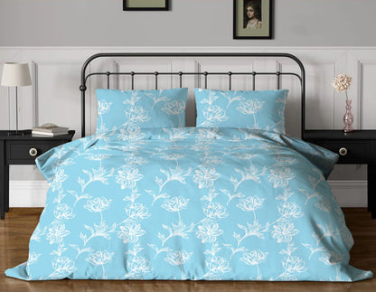 Flower Trail 144 TC King Size Bedsheet with 2 Pillow Covers