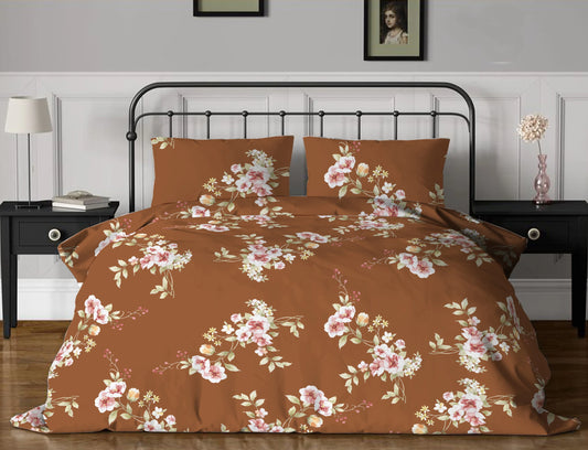 Floral Symphony 144 TC King Size Bed Sheet with 2 Pillow Covers