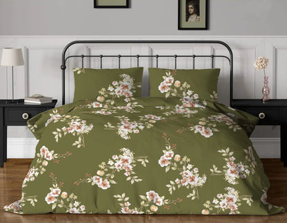 Floral Symphony 144 TC King Size Bed Sheet with 2 Pillow Covers