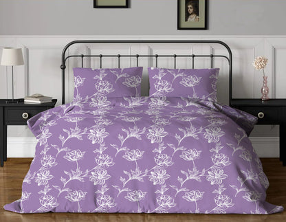 Flower Trail 144 TC King Size Bedsheet with 2 Pillow Covers